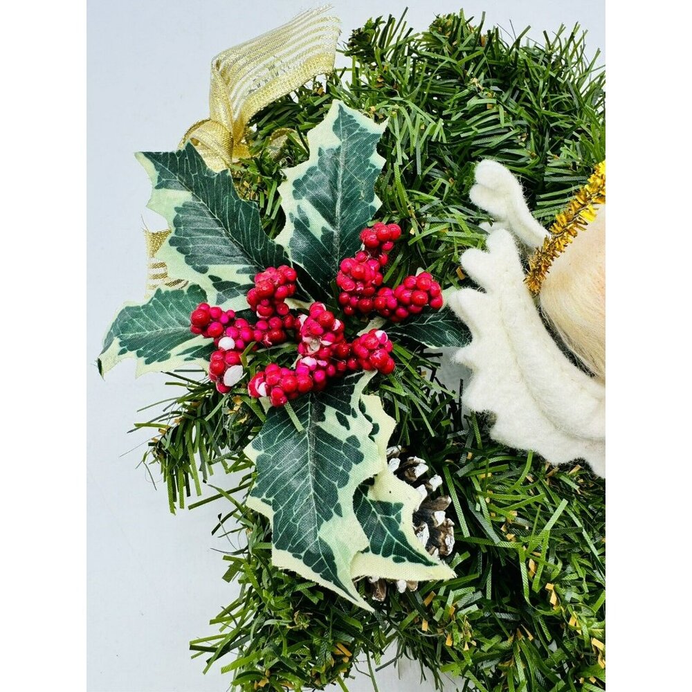 Annalee Angel 1996 Homemade Christmas Wreath 9 inch‎ Pine Cones Holly USA - Picture 4 of 7